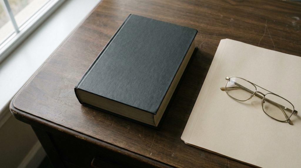 Ouvrage de droit, dossier et lunettes sur un bureau — illustration PSE salarié protégé